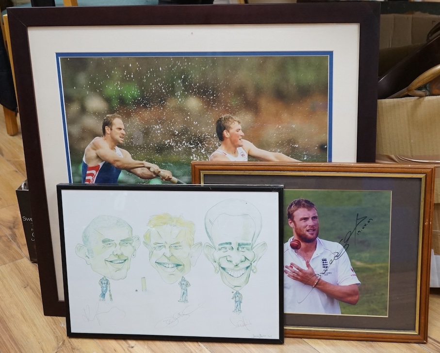 A collection of signed limited edition sporting prints, including, ‘’England Legends, Martin Johnson, Jason Leonard and Jonny Wilkinson’’; The Surrey Legends [cricket]; Freddie Flintoff, Matthew Pinsent and Steve Redgrav